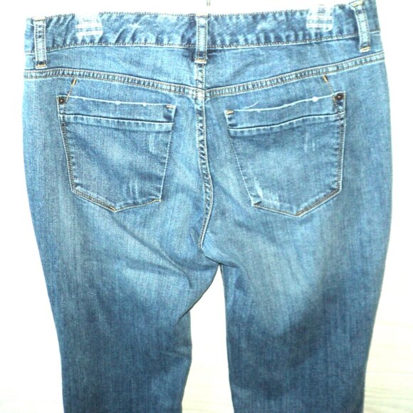 Mossimo Women's Size 10 L Denim Blue Jeans Distressed Boot Cut Curvy 34" Inseam - Picture 5 of 7